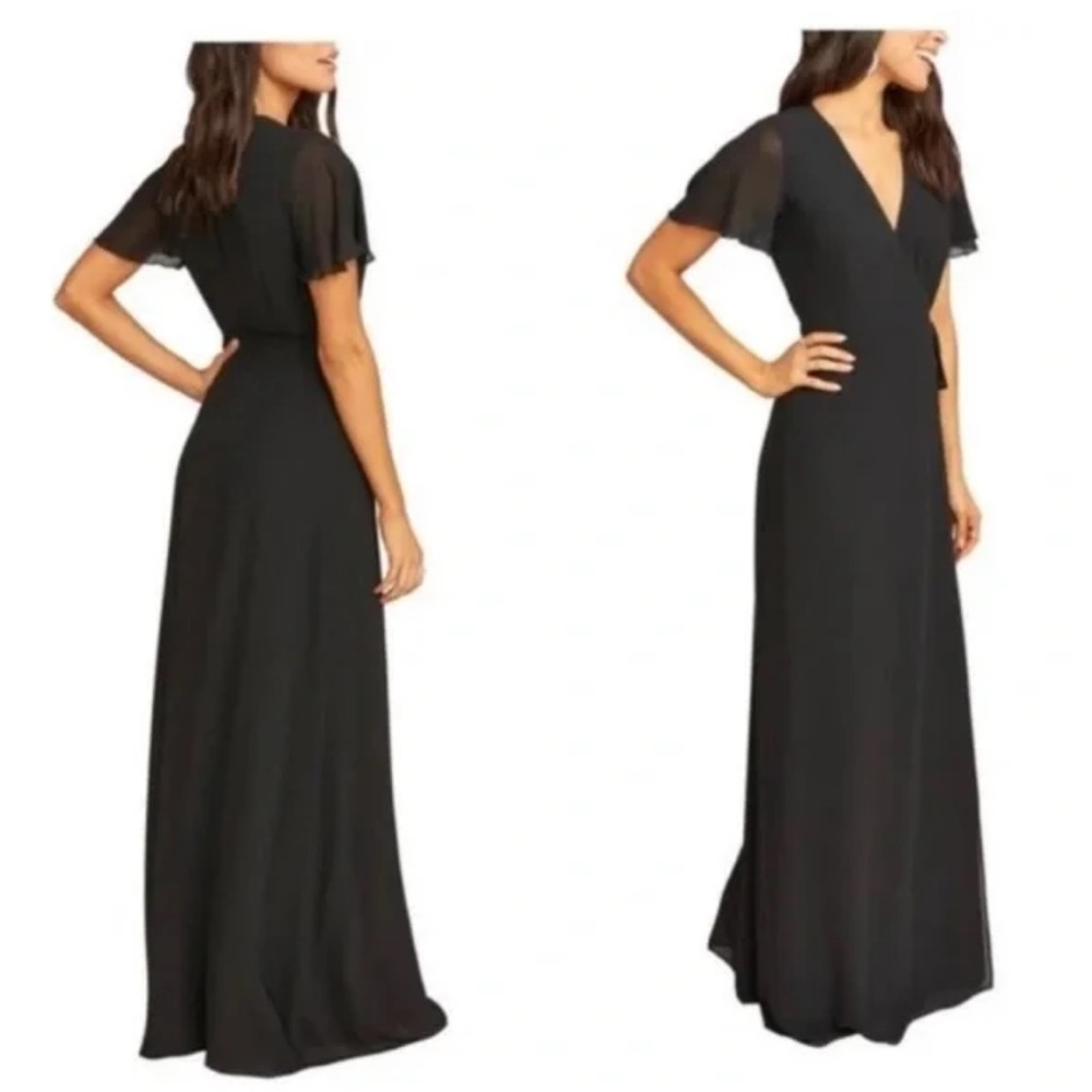 Show Me Your MuMu Noelle Flutter Wrap Dress in Black